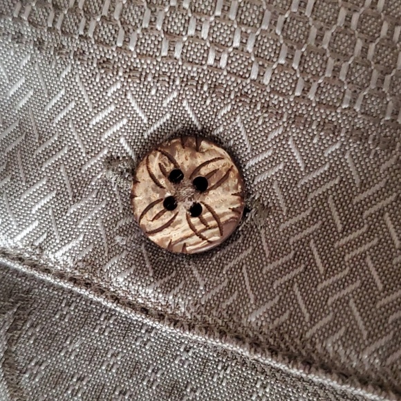 Caribbean Mens Leaf Print Button Up Shirt Short Sleeve Chest Pocket - Picture 9 of 14